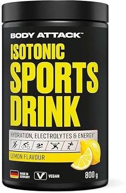 Body Attack Isotonic Sports Drink Pulver Lemon 800 g | mit Calcium, Magnesium, Kalium, Natrium & Zink, isotonisches Getränkepulver, mit Kohlenhydraten, 2 Flavours