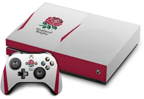 Head Case Designs Offizielle England Rugby Union Home 2025/26 Wappen-Set Vinyl Haut Gaming Aufkleber kompatibel mit Xbox One S Console and Controller Bundle