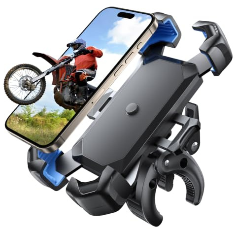 Support Téléphone Universel pour Vélo, Moto & Trotinette Électrique – Support de Guidon Amortisseur pour Smartphones 4,7-7 Pouces, Rotation 360°, Compatible avec Guidons de 18-70 mm