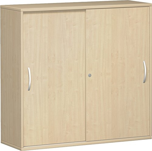 Geramöbel Schiebetürenschrank mit Mittelseite, 4 Dekor-Einlegeböden, abschließbar, 1200x425x1152, Ahorn/Ahorn