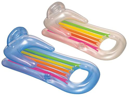 Intex | 58802EU Luftmatratze Set King Kool | 2 Stück | Lounge Farbe: Blau & Transparent | ideal für Strand und Badesee