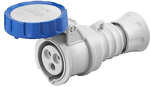 Presa Mobile Dritta IP69 2P+T 32A 200-250V 50/60Hz Blu Cablaggio A Vite