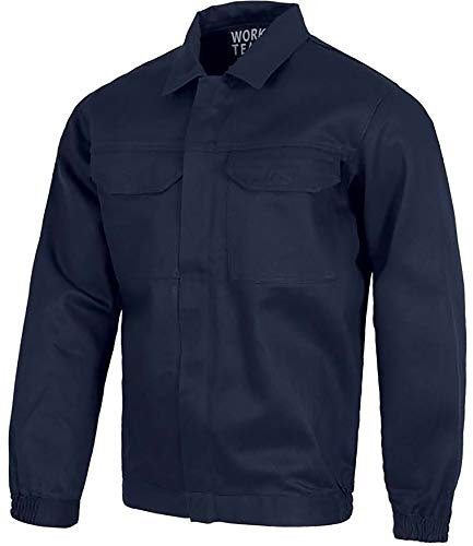 Work Team Cazadora con Cremallera de Metal Oculta y 2 Bolsos de Pecho con tapetas. 100% Algodón. Hombre Marino 50