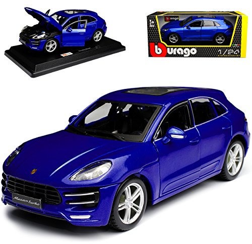 Bburago Porsche Macan Turbo Blau Metallic Ab 2014 1/24 Modell Auto mit individiuellem Wunschkennzeichen