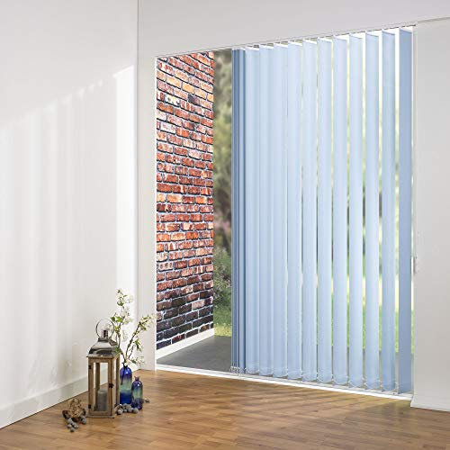JalousieCrew Lamellenvorhang Lamelle 89 mm Farbe hell blau permuttbeschichtet - Breite 100-250 cm - Höhe 250 cm individuell kürzbar (180 x 250 cm)
