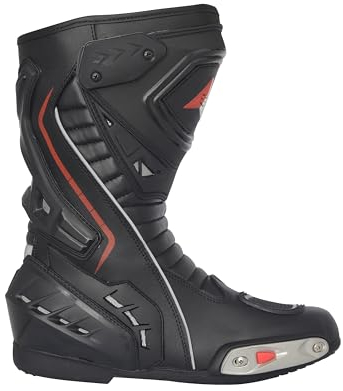 Bohmberg Stivali da Moto, Stivali Sportivi in Pelle, Pelle Resistente Idrorepellente con Protezioni Fisse/Design Molto Cool/urbano, motociclista - 44