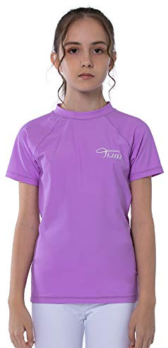 TIZAX Maglietta Nuoto UV a Maniche Corte da Bambina Costume da Bagno per Ragazze Rashguard per Surf Nuoto Immersione Spiaggia