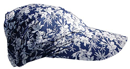 Cool4 Sommer Schirm Kopftuch Visor Strand Cap Bandana Sonnenschutz Mütze Chemo A01 (Blau (weiß geblümt))