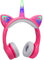 YUSONIC Kids Unicorn Headphones, LED Light-Up Design, Rainbow Horn, Cushioned Earpads (Pink)