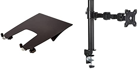 Amazon Basics - Einzel-Monitorständer, höhenverstellbar, Stahl & Montageplatte für Notebook-Halterungsarm