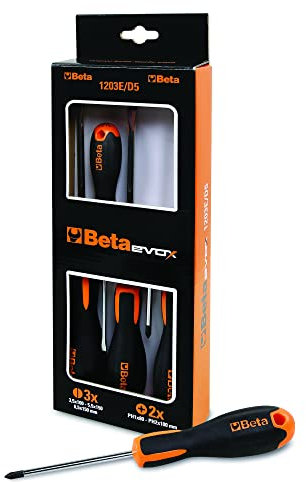 Beta - 1203E/D10N Serie di 10 giravite Evox, l'evoluzione del giravite, dall'impugnatura ergonomica e maneggevole, con lame resistenti e durevoli, 012031019