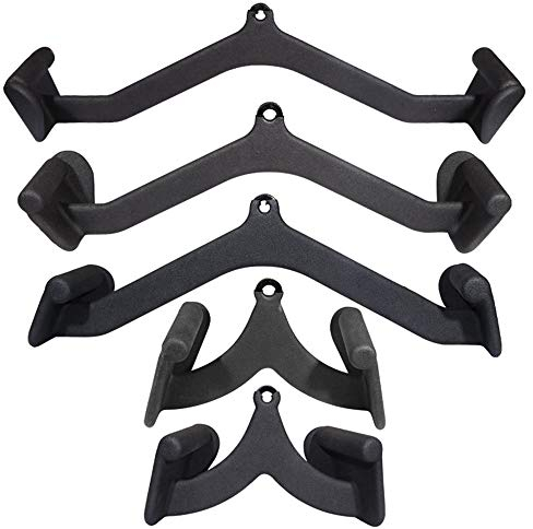 MANG 5 pièces Cable Machine Attachment LAT Pull Down Bar en Forme De V Triceps Appuyez sur Bas Barre Noir Maniques Tricep Extension Barre De Triceps