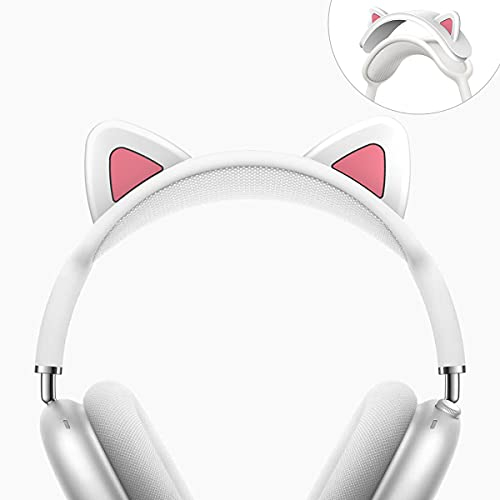 WQNIDE Headband Cover for AirPods Max, Cute cat Ears Design Soft Silicone Headphone Headband Protectors/Comfort Cushion/Top Pad Protector Sleeve Compatible with Apple AirPods Max (White)