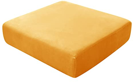 BXFUL Sofa Seat Cushion Covers, Sofa Cushion Slipcovers Stretch Velvet, Couch Cushion Covers Replacement for Individual Cushion with Elastic Fabric (Chaise lounge,Lemon)