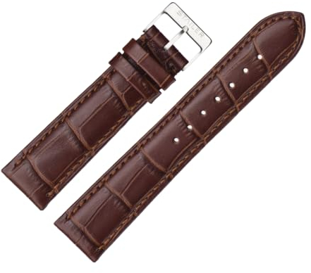 Stailer Uhrenarmband aus echtem Leder mit Alligatorprägung, 7 Farben, Original, 28mm 26mm 24mm 22mm 20mm 18mm 16mm 14mm 12mm 10mm 8mm 6mm, Armband mit Edelstahl Metall Schließe für Herren Damen