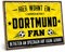 ARTFAVES® Wandbild Holzschild mit Spruch - Hier wohnt ein verrückter DORTMUND Fan - Türschild Retro Vintage Deko Bild Geschenk - Fussball, Borussia