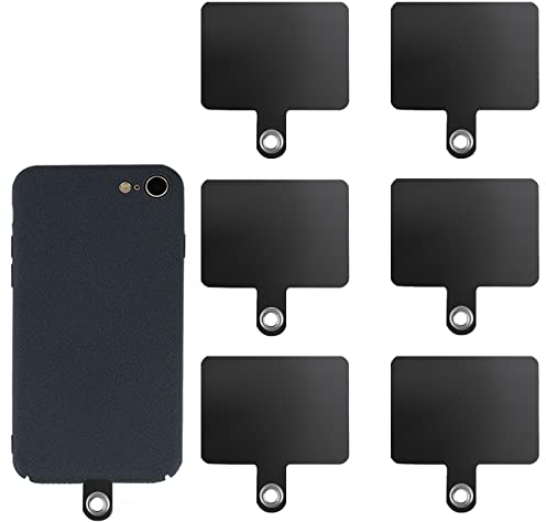 SAVITA 6pcs Cell Phone Tether Tabs, Black Crossbody Phone Strap Tether Tabs Multifuctional Phone Lanyard Patch Pad for Most Smartphones