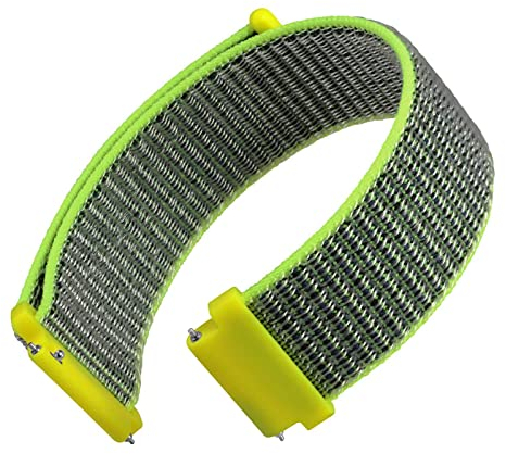 WOCCI 20mm Sportivo Cinturino in Nylon, Cinturini per Orologi a Sgancio Rapido per Uomo e Donna (Giallo Brillante/Grigio)