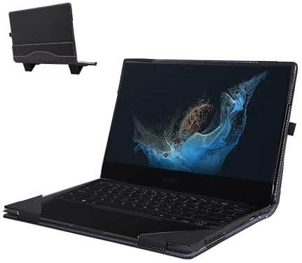 VEVOOD Laptop-Hülle für Samsung Galaxy Book 2 360, Pro 360, Book 3 360, Chromebook 13 XE930QCA, Flex 13.3 NP930QCG, abnehmbare PU-Hülle (13,3 Zoll, Dunkelgrau)