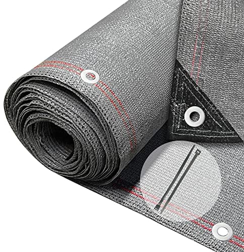 VOUNOT® Malla Sombreo y Ocultación 1.8×10m, Valla Privacidad 230 g/m² HDPE Protección UV, Red de Sombra con Bridas, para Jardín, Huerto, Balcón, Gris