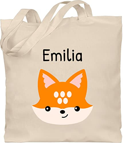 Baumwolltasche - Süßer schlauer Fuchs - Unisize - Naturweiß - kita beutel tasche kindergarten mädchen +mit+fuchs name bauwollbeutel personalisierte geschenke kinder stoffbeutel fuchsmotiv