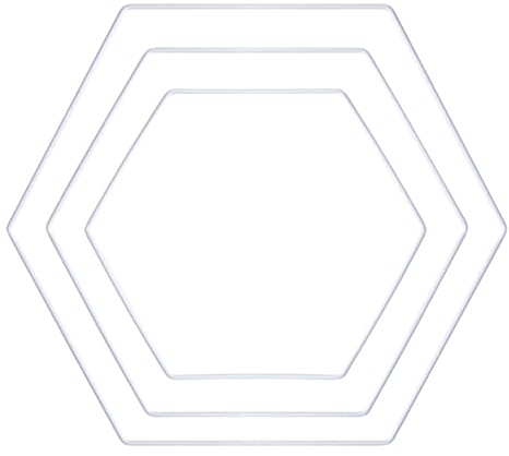 Rayher Metallformen Hexagon, weiß, sortiert, Box 3 Stück, je 1x 20 cm, 25 cm, 30 cm, Metallringe, Drahtformen zum Basteln, für Wickeltechnik, Floristik, Makramee Ring, 25219102