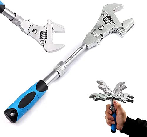 Maxlaser Clé à cliquet à tête secouante télescopique 5 en 1,Clé Pliable réglable à 180 degrés, clé dynamométrique réglable de 10 Pouces, clé à molette à cliquet Multifonction