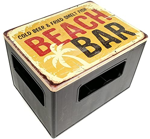 Bierkastensitz, Outdoor Hocker, Sitzauflage aus Holz für Getränkekisten mit Beach Bar als Geschenkidee