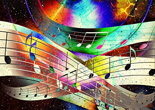 BELECO 2,1 x 1,5 m Stoff Musiknoten Hintergrund bunte Notation abstrakte Galaxie Himmel Sterne Weltraum Thema Hintergrund Banner Poster Wanddekoration YouTube Photobooth Studio Requisiten