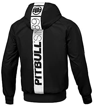 PITBULL - Veste Homme Capuche Mi Saison Athletic Hilltop, Coupe Vent Imperméable, Veste de Pluie, Blouson - M, Noir