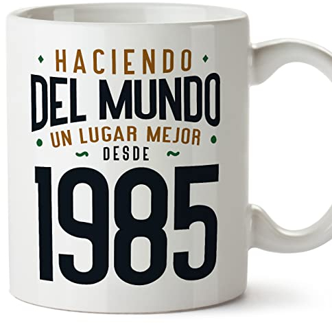 MUGFFINS Tazas 1985 Cumpleaños - En Español - Haciendo del Mundo un Lugar Mejor - 11 oz / 330 ml - Regalo original y divertido