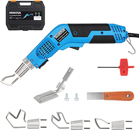 MINOVA Styroporschneider KD-7A-3 Air Cooled Pro Elektrische Hitzemesser Stoffschneider Seilschneidewerkzeug Kit mit Klingen & Zubehör Seil-Stoffschneider