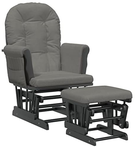 vidaXL Schaukelsessel mit Hocker, Schaukelstuhl für Kinderzimmer Schlafzimmer Wohnzimmer, Relaxsessel mit Gleitfunktion, Gleitender Schaukelsessel Relaxstuhl, Dunkelgrau Stoff