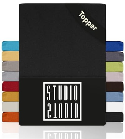 STUDIO Basic Topper Spannbettlaken 100x200cm – Jersey-Spannbetttuch aus 100 % gekämmter Baumwolle – Anthrazit – bügelfrei, elastisch & Oeko-TEX Zertifiziert – für Topper 4–14 cm