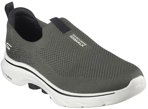 Skechers Herren Go Walk 7 Sneaker, Olivgrün und Schwarz, 41.5 EU