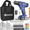 FADAKWALT Power Cordless Drill Driver, 20V Cordless Drill and Screwdriver Set, 70 Pcs Electric Combi Drill Kit 21+1 Torque, DIY Accessory Set, 2 Variable Speeds, Suitable for Wood, Metal