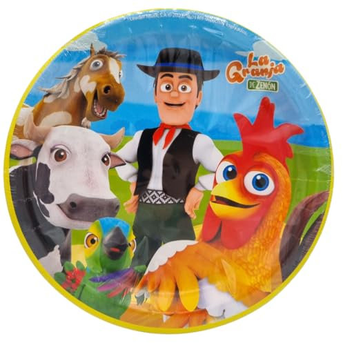 BeenSmile, 8 PLATOS 23 CM LA GRANJA DE ZENON, Platos Desechables para Fiesta de Cumpleaños Infantil, Artículos de Decoración para Fiestas Temáticas