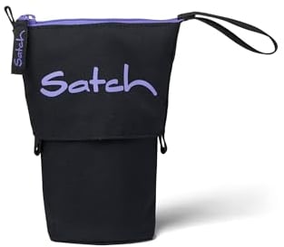 satch Pencil Slider extra groß inkl. Trennfach Reißverschlussfach Stiftehalter Geodreieck Sichtfenster für Stundenplan Purple Phantom - Schwarz