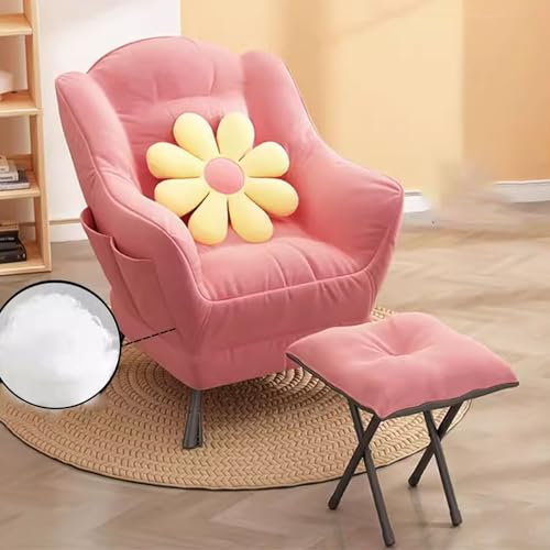 Schlafsessel mit Bettfunktion mit Armlehne und Fußstütze Metallrahmen Material Fauler Stuhl Lounge Sessel Moderner Stoff-Freizeitsofa-Sessel mit Seitentasche (Color : C)