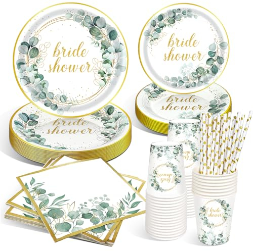LAISLLA Vaisselle EVJF, Bride to Be Decoration EVJF, EVJF Vaisselle pour Bride to Be et Team Bride, Team Bride Vaisselle EVJF pour Enterrement de Vie de Jeune Fille 16 Invités