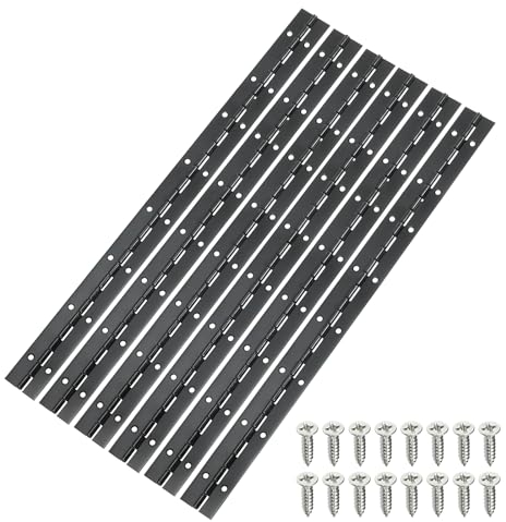 QUARKZMAN Bisagras Continuas y de Piano de 16 6 Piezas de Bisagras Continuas de Acero Inoxidable con Agujeros para Puertas de Armario de Barco Caja de Muebles Negro