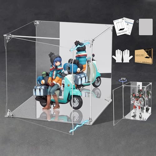 Transparente Acryl-Vitrine mit verspiegelter Rückseite und Boden, UV-geschützte Acryl-Box mit magnetischer Tür, staubdichte Vitrine für Sammlerstücke, Figuren, Modelle, Spielzeug (25,4 x 25,4 x 25,4