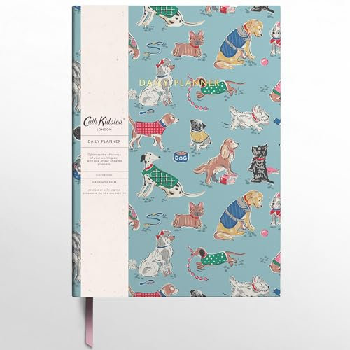 Cath Kidston Tagesplaner Notizbuch - A5 To Do Liste - 288 Seiten Undatiert Organizer - Stundenplaner Notizseite - A5 2024 Tagebuch für neuen Job, Zuhause oder Universität - Hunde