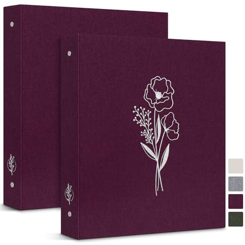 Lanpn Ringbuch Basic DIN A4 2 Stück, Leineneinband Ringbuch Ordner A4 mit 3 Ringe 2,5 cm runde Ringe hält 21,6 x 27,9 cm Papier für Zuhause Büro Schule Journaling Sammlungen (lila)