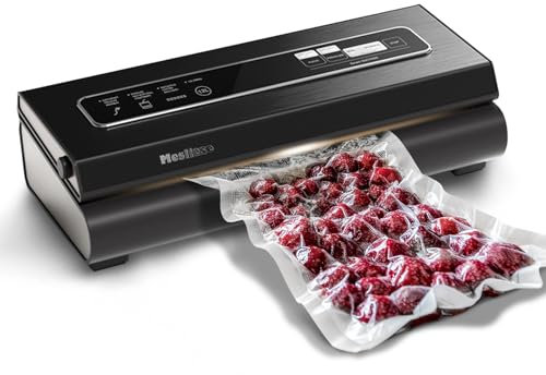 Mesliese Vacuum Sealer Machine 90Kpa 6-in-1 Compact Food Vacuum Sealing Preservation System with Cutter | 2 Bag Rolls | 5 Pre-cut Bags | Dry&Moist Modes | ETL Listed (Dark Gray)