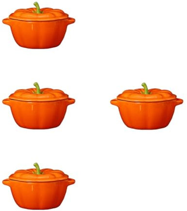 Ciieeo Olla Calabaza 4 Piezas Tazón De Calabaza Sartén Con De Dulces De Con Forma De Calabaza Cacerola De Calabaza Olla Tazón De Sopa De Fideos De Porcelana Cerámica