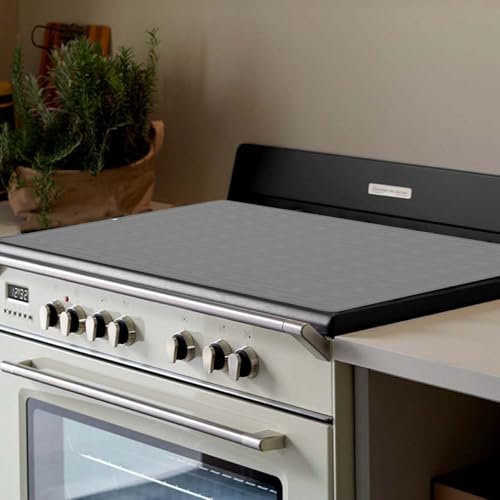 Bigougem Silicone Stove Top Covers for Electric Stoves, 71x51cm Extra Large Stovetop Mat for Ceramic Hob, Heat Resistant Glass top Cover Cooktop Protector for Kitchen Induction Cooker Grey
