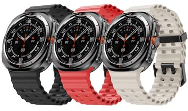 NotoCity Repuesto para Samsung Galaxy Watch Ultra, 47mm Correa de Silicona Suave para Samsung Galaxy Watch Ultra(Negro+Estrellada+Rojo)