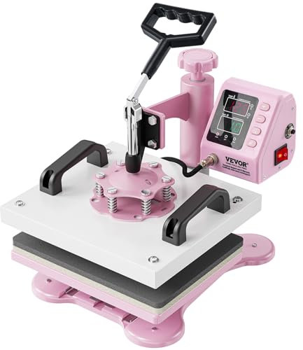 VEVOR Máquina de Prensado por Calor de 300 x 250 mm, Prensa de Camisetas con Giro de 360° y Control Digital Preciso Máquina de Transferencia de Calor para Camisetas, Almohadas y Sombreros, Rosa