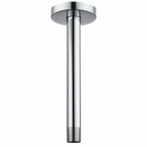 Braccio Doccia Voolan con Flangia, Tubo Doccia Fisso Montato a Soffitto, Braccio di Ricambio per Doccia a Pioggia Dritta per Bagno, Attacco Universale 1/2 NPT (25cm, Rotondo)
